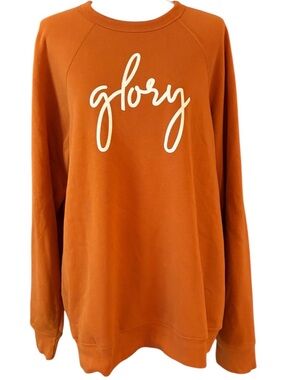 Bella Canvas 'Glory' Script Pullover Sweatshirt - Rust Orange